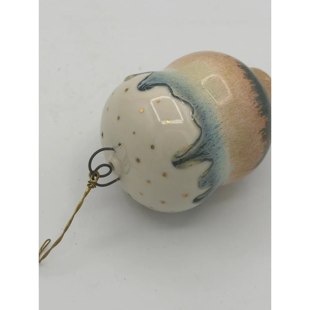 Handmade Studio Pottery Acorn Ornament Drip Glaze Gold Luster Christmas Finial